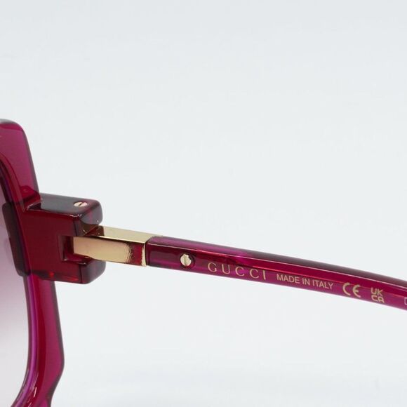 💯 NEW GUCCI GG1431S 003 TRANSPARENT DARK CYCLAMEN GRADIENT BURGUNDY SUNGLASSES - Picture 7 of 12